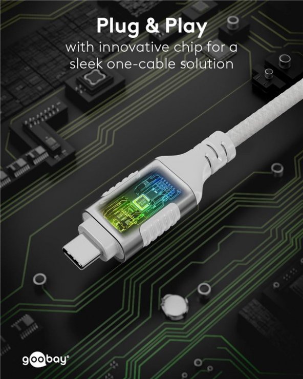 Imagine Cablu de retea USB type C la RJ45 Gigabit Cat.6 Slim 3m brodat Alb, Goobay G74388